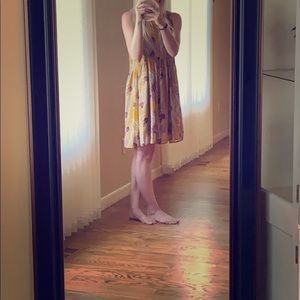 Gold/Flower Summer/Fall knee length dress